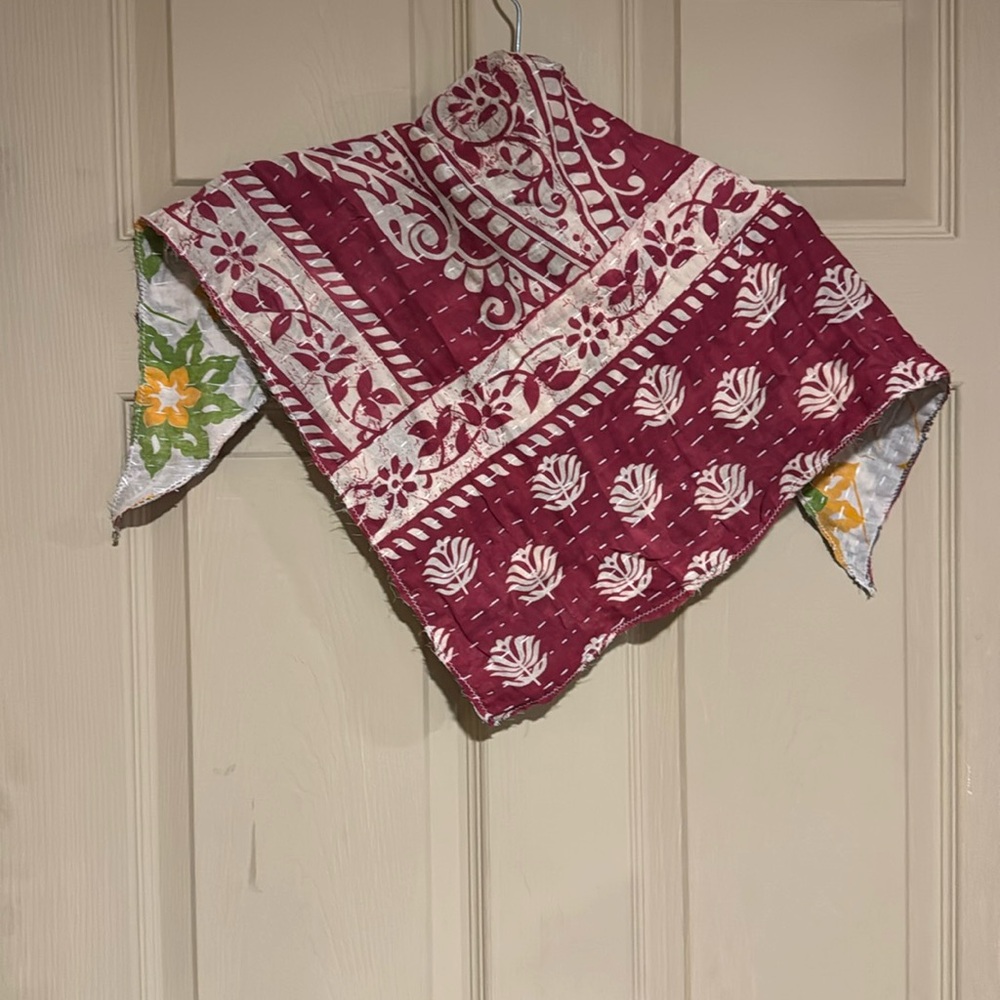 Kantha Headpiece/ bandana/ scarf/ dog scarf Reversible🌸Granny D Original